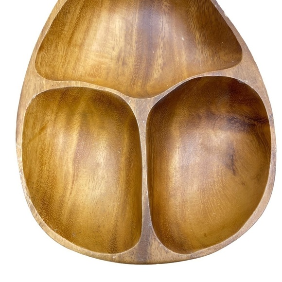 Monkey Pod Wood Serving Snack Bowl Set Carved Pineapple Vintage Tiki Decor - Picture 3 of 12